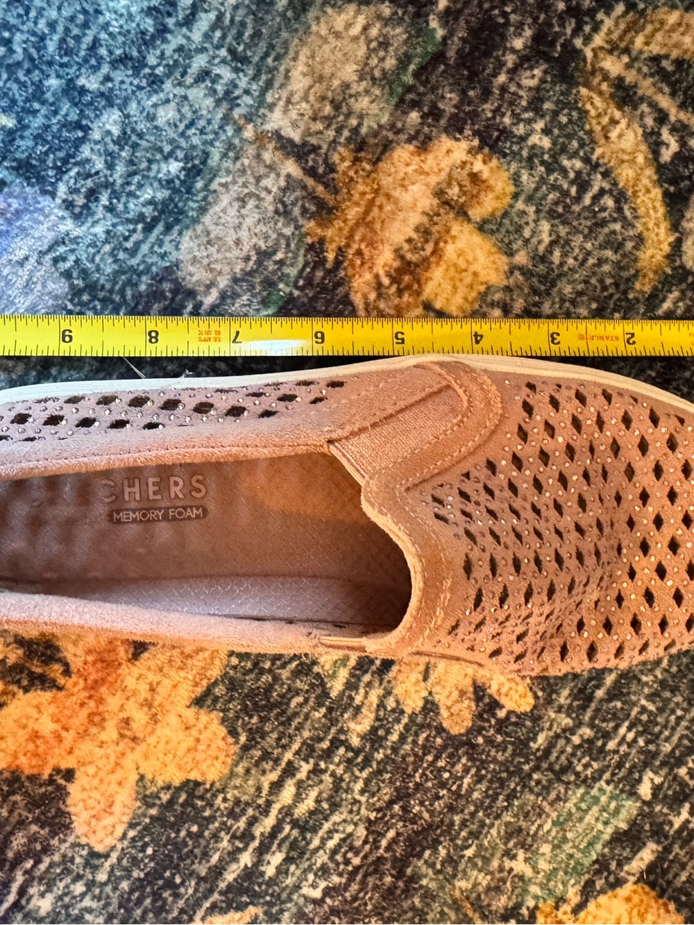 Skechers Slip-On Perforated Sparkle Flats in Blush Pink - Picture 7 of 7